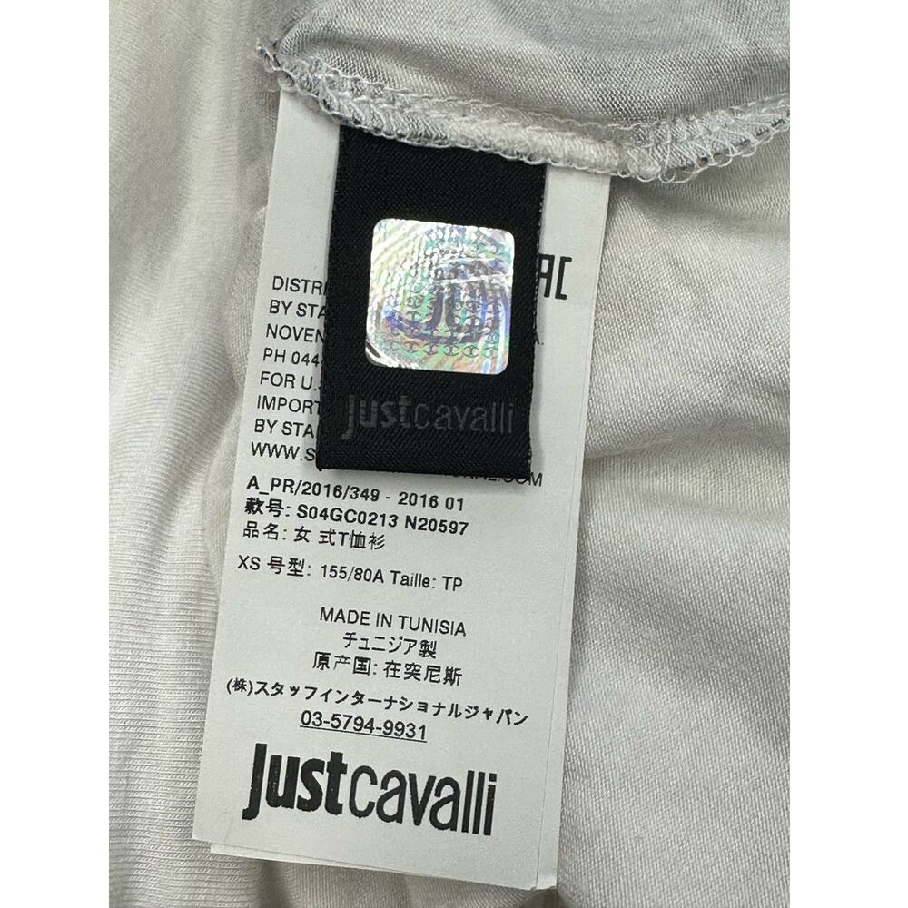 Just Cavalli White & Black Animal Print Geometric Design Short Sleeve T-Shirt XS - Picture 6 of 10